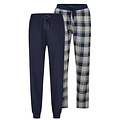 Phil & Co Phil & Co Men's Pyjama Pants Long Checkered/Plain 2-Pack