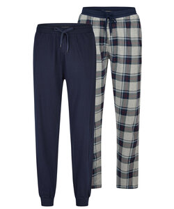 Phil & Co Heren Pyjamabroek Lang Geruit/Effen 2-Pack