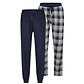 Phil & Co Phil & Co Men's Pyjama Pants Long Checkered/Plain 2-Pack