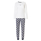 By Louise By Louise Essential Dames Pyjama Set Lang Katoen Geruit Wit Dream On