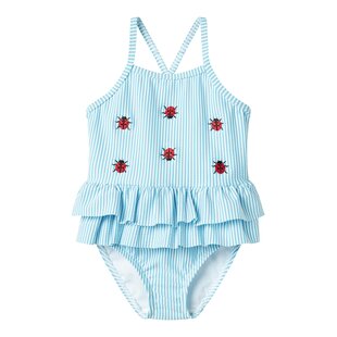 Name It Girls Swimsuit NMFZAMMER Striped Ladybug Print Light Blue