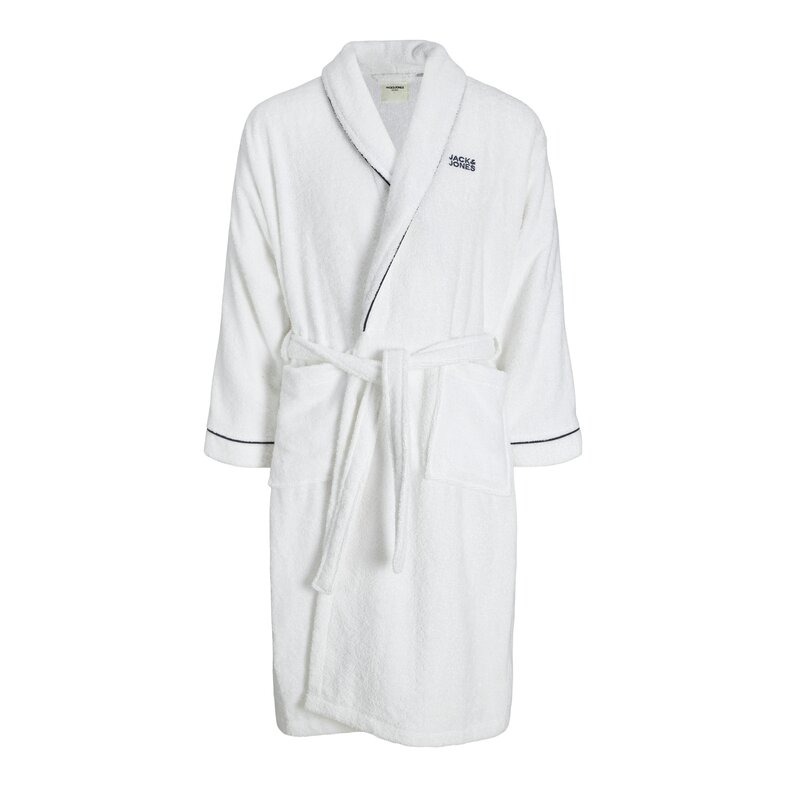Jack & Jones Jack & Jones Badjas Heren Badstof JACPIPING BATHROBE Wit
