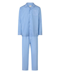 Phil & Co Men's Pyjama Set Long Woven Cotton Light Blue Striped