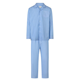 Phil & Co Men's Pyjama Set Long Woven Cotton Light Blue Striped
