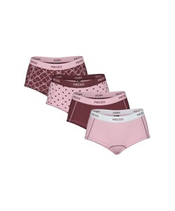 Pieces Dames Hipster PCLOGO 4-Pack Roze