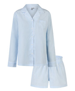 By Louise Dames Pyjama Set Short + Blouse Effen Lichtblauw