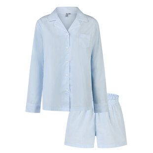 By Louise Dames Pyjama Set Short + Blouse Effen Lichtblauw
