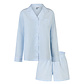 By Louise By Louise Dames Pyjama Set Short + Blouse Effen Lichtblauw