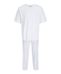 Jack & Jones Heren Pyjama Set Lange Pyjamabroek JACFLORENCE Wit Gestreept