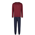 Phil & Co Phil & Co Heren Pyjama Set Lang Effen Rood/Blauw