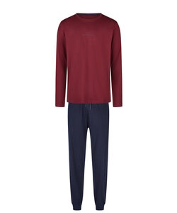 Phil & Co Men's Pyjama Set Long Plain Red/Blue