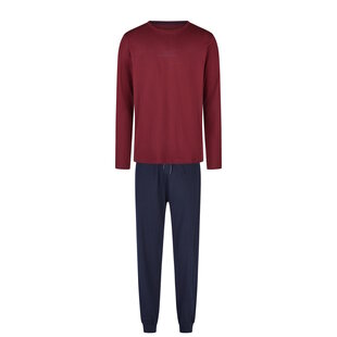 Phil & Co Men's Pyjama Set Long Plain Red/Blue