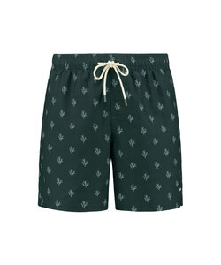 Shiwi Men's Swim Short MIKE 7" Coral Print Dark Green