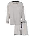 By Louise By Louise Dames Pyjama Lounge Set Grijs Gestreept