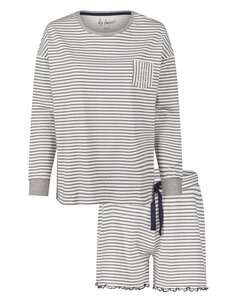 By Louise Ladies Pajama Lounge Set Gray Striped
