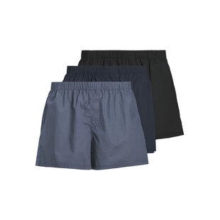 Jack & Jones Heren Wijde Boxershorts Geweven Katoen JACMILANO 3-Pack Donkerblauw/Zwart