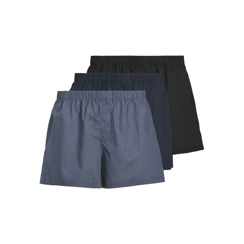 Jack & Jones Jack & Jones Heren Wijde Boxershorts Geweven Katoen JACMILANO 3-Pack Donkerblauw/Zwart