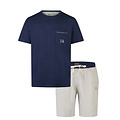 Phil & Co Phil & Co Men's Short Pyjama Set Shortama Dark Blue/Grey Striped