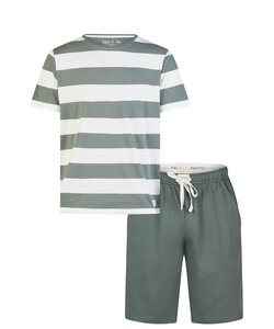 Phil & Co Heren Shortama Korte Pyjama Set Groen Gestreept
