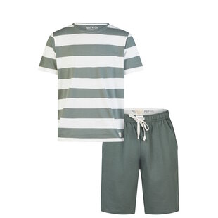Phil & Co Men's Short Pajama Short Pajama Set Green Striped