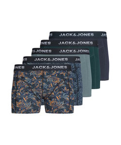 Jack & Jones Junior Jongens Boxershorts Trunks JACMAXWELL 5-Pack Blauw Gebloemde Print