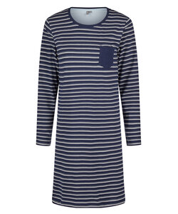 By Louise Ladies Nightshirt Long Sleeve Cotton Striped Blue