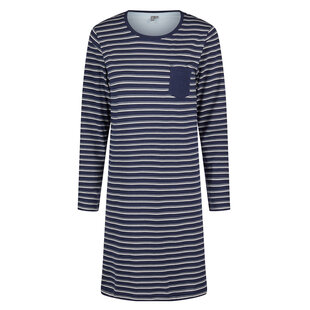 By Louise Ladies Nightshirt Long Sleeve Cotton Striped Blue