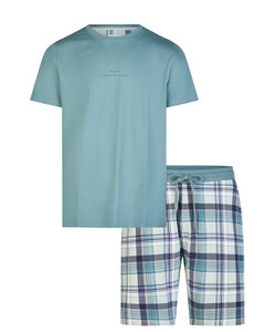Phil & Co Men's Short Pajama Short Pajama Set Green Checkered