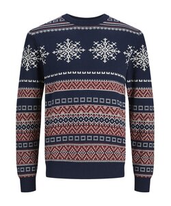 Jack & Jones Heren Kersttrui Gebreid JORSNOWBALL Navy Blazer Blauw
