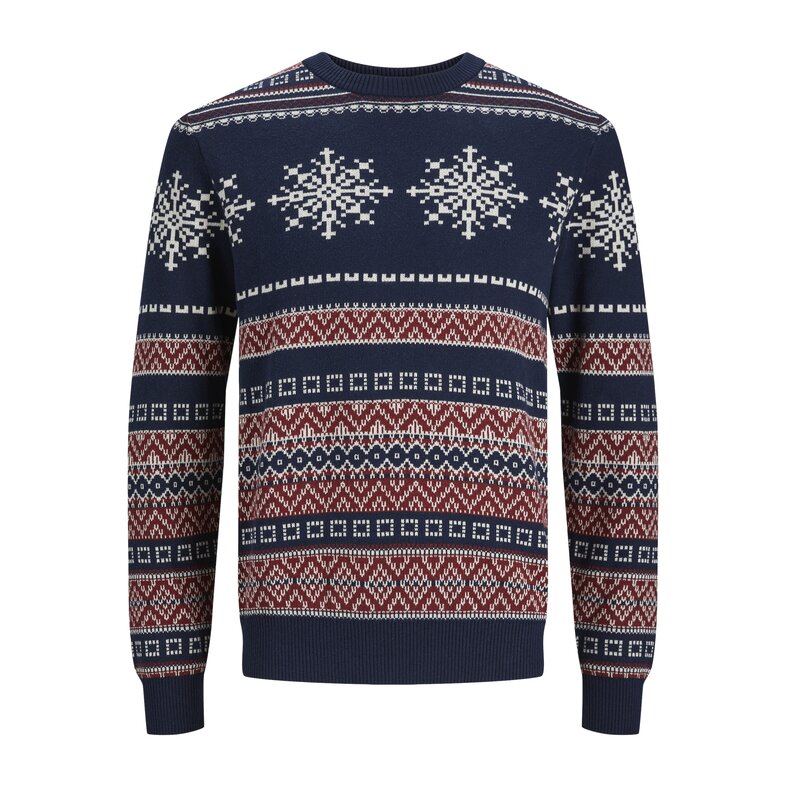 Jack & Jones Jack & Jones Heren Kersttrui Gebreid JORSNOWBALL Navy Blazer Blauw