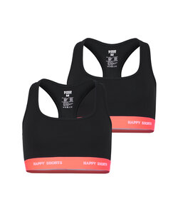 Happy Shorts Dames Sport BH Bustier Zwart 2-Pack