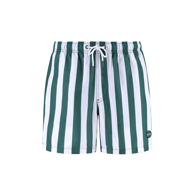 Shiwi Shiwi Heren Zwemshort Broad Stripe Donkergroen/Wit