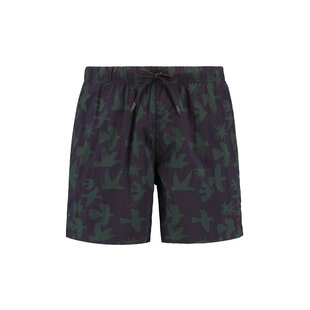 Shiwi Men's Swim Short NICK 6" Bird Print Purple/Green