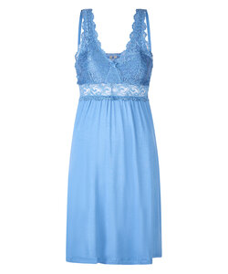 By Louise Slipdress Ladies Nightshirt With Lace Light Blue