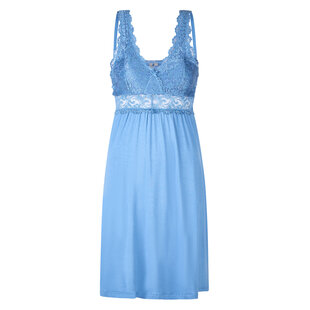 By Louise Slipdress Ladies Nightshirt With Lace Light Blue