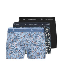 Jack & Jones Heren Boxershorts Trunks JACZACH 3-Pack Gebloemde Print/Effen