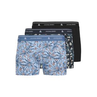 Jack & Jones Heren Boxershorts Trunks JACZACH 3-Pack Gebloemde Print/Effen