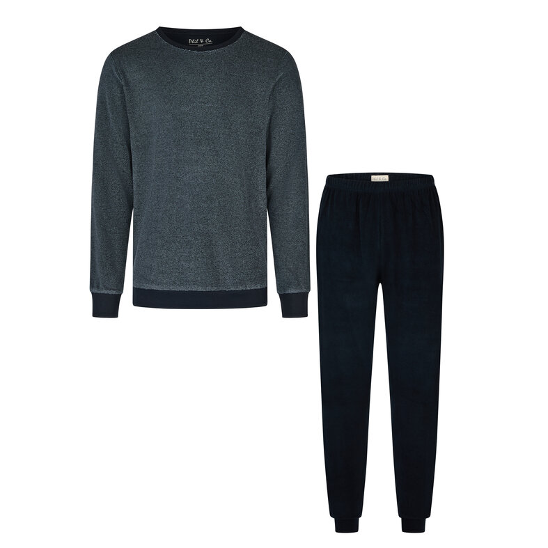 Phil & Co Phil & Co Men's Winter Pajama Set Long Terry Blue