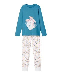 Name It Meisjes Pyjama Lang Unicorn Blauw