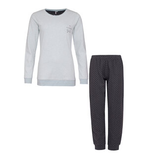 By Louise Dames Pyjama Set Lang Interlock Gestreept Mint Groen / Antraciet