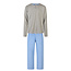 Phil & Co Phil & Co Heren Pyjama Set Lang Grijs/Blauw Gestreept
