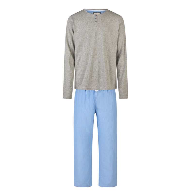 Phil & Co Phil & Co Men's Pyjama Set Long Gray/Blue Striped