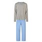 Phil & Co Phil & Co Heren Pyjama Set Lang Grijs/Blauw Gestreept