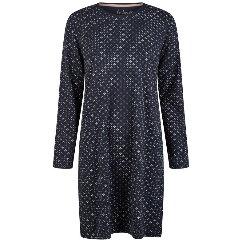 By Louise By Louise Essential Dames Nachthemd Lange Mouw AOP Blauw