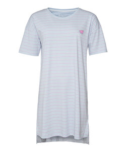 By Louise Ladies Nightshirt Short Sleeve Blue Striped
