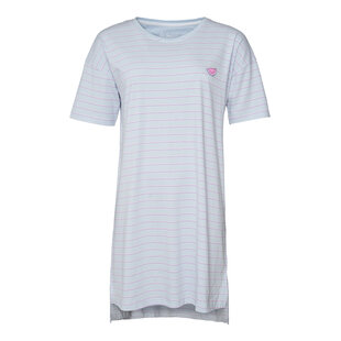 By Louise Ladies Nightshirt Short Sleeve Blue Striped