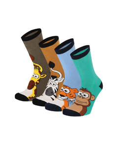 Apollo Huissokken Jongens Kind 4-Pack Dierenprint Antislip