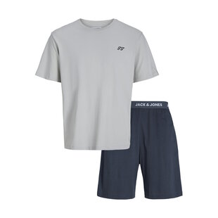 Jack & Jones Junior Boys Short Short Pyjama Set JACOMAHA Round Neck Gray/Dark Blue