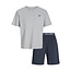 Jack & Jones Junior Jack & Jones Junior Jongens Korte Shortama Pyjamaset JACOMAHA Ronde Hals Grijs/Donkerblauw