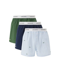 Lacoste Heren Wijde Boxershorts Katoen 3-Pack Blauw/Wit/Groen